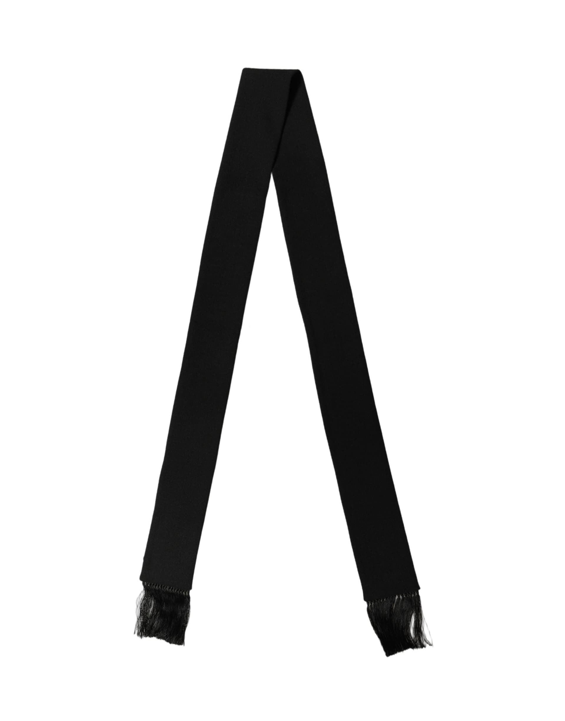Dolce & Gabbana Men Black Wool Knitted Fringed Foulard Scarf - 3