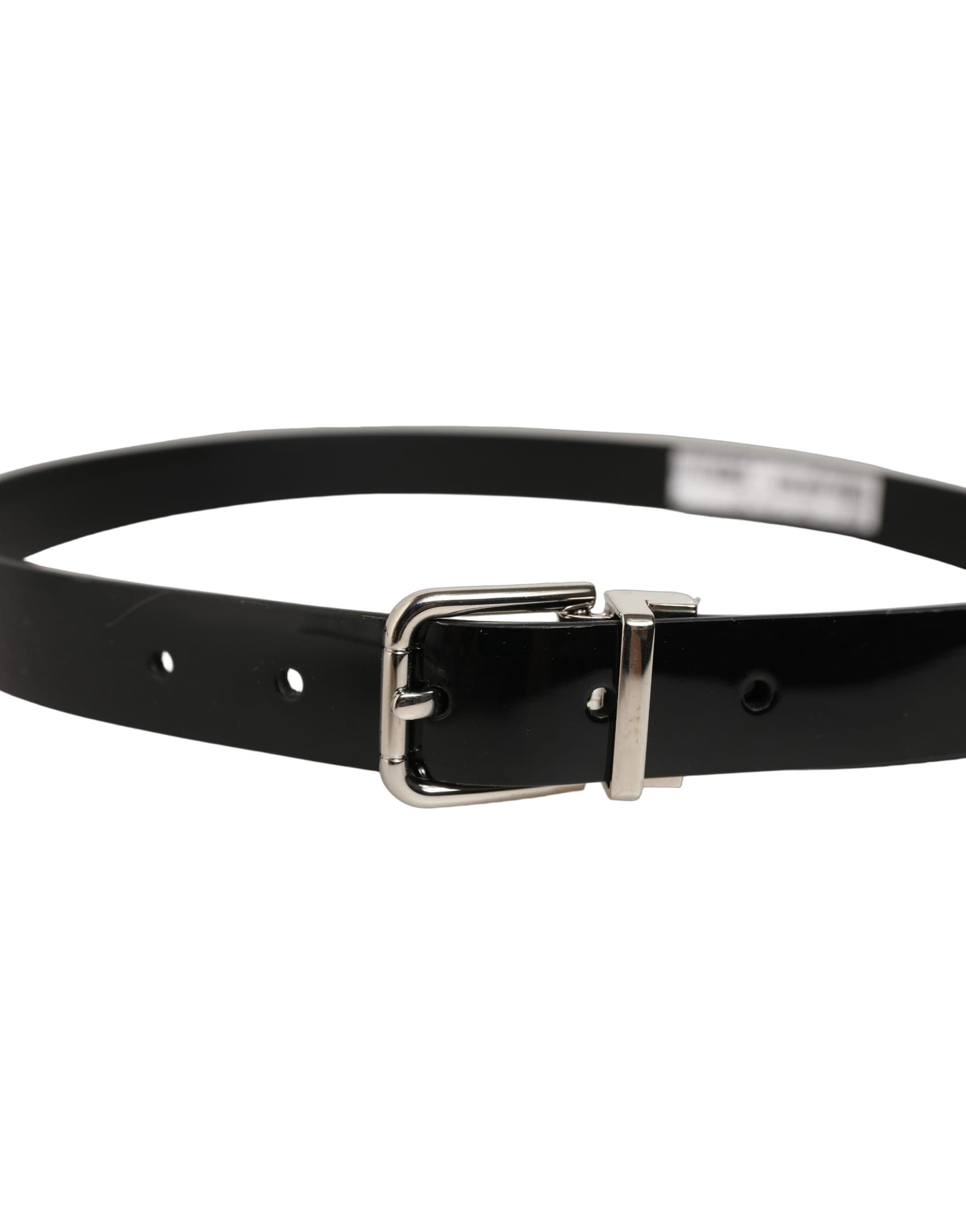 Dolce & Gabbana Black Classic Leather Silver Tone Buckle Belt - 3