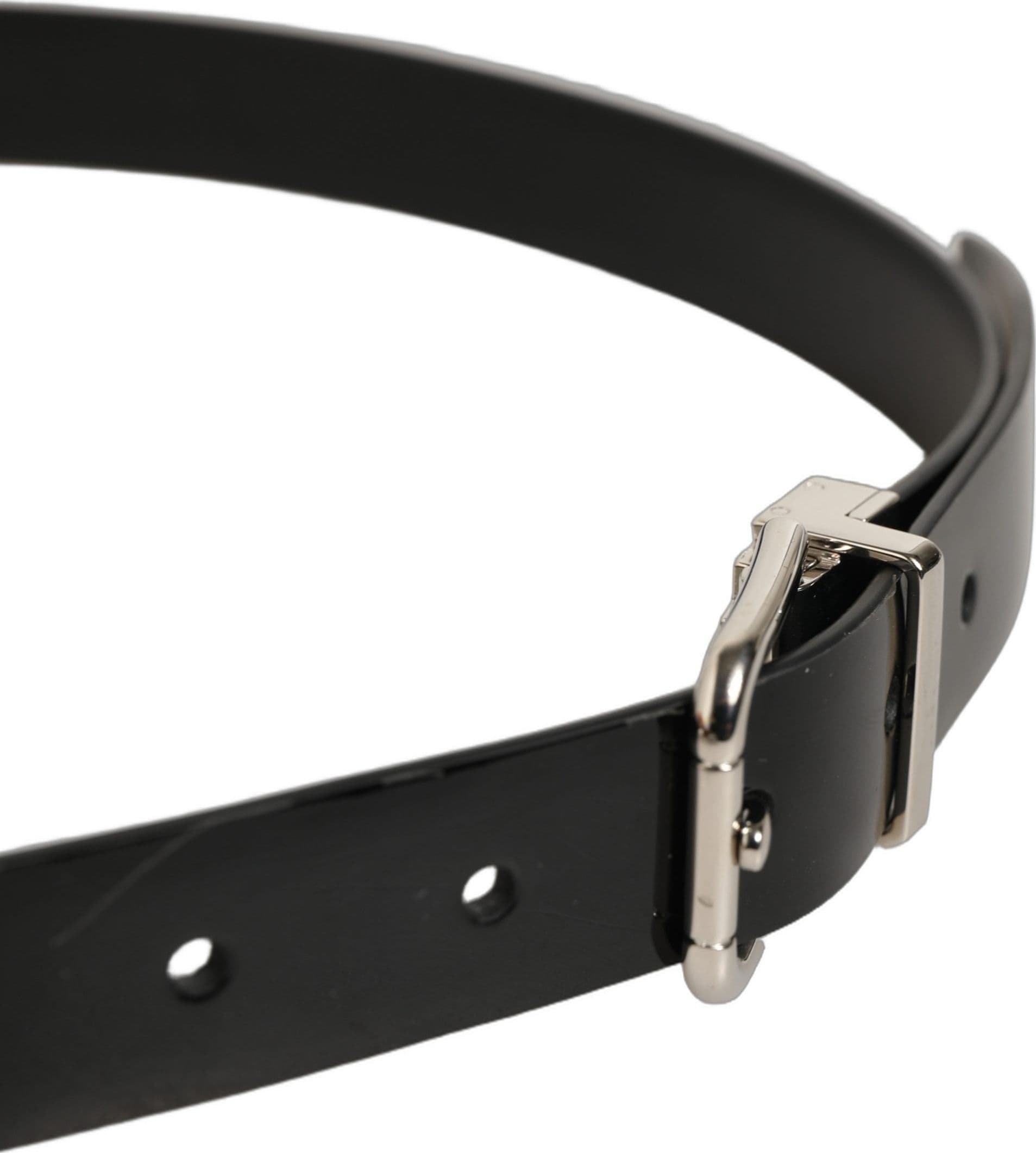 Dolce & Gabbana Black Classic Leather Silver Tone Buckle Belt - 4