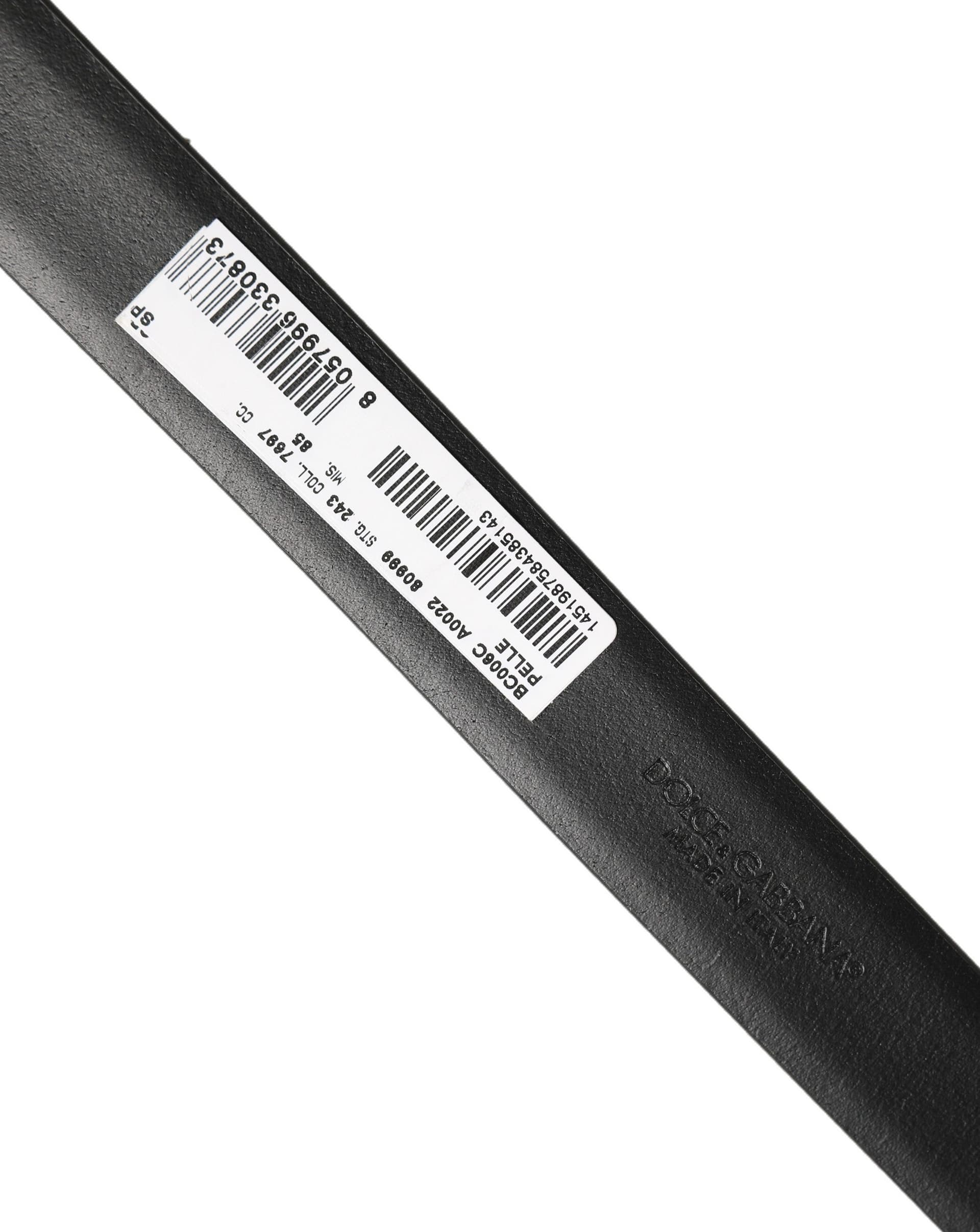 Dolce & Gabbana Black Classic Leather Silver Tone Buckle Belt - 6