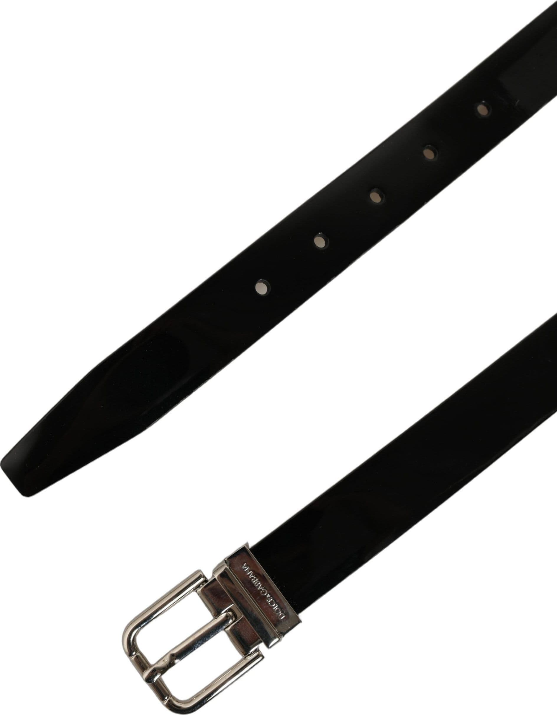 Dolce & Gabbana Black Classic Leather Silver Tone Buckle Belt - 7