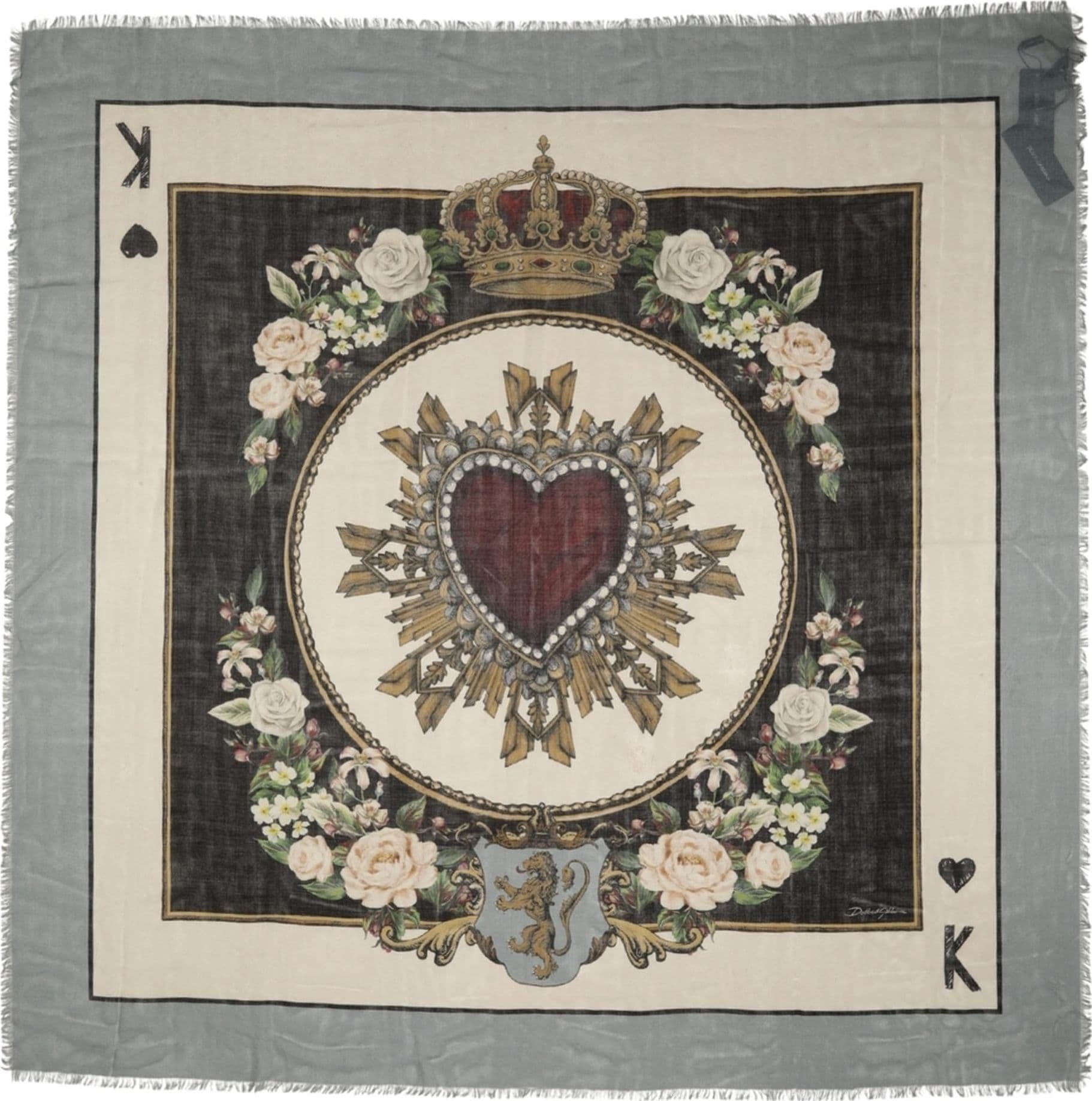 Dolce & Gabbana Men Multicolor King of Hearts Square Foulard Scarf - 4