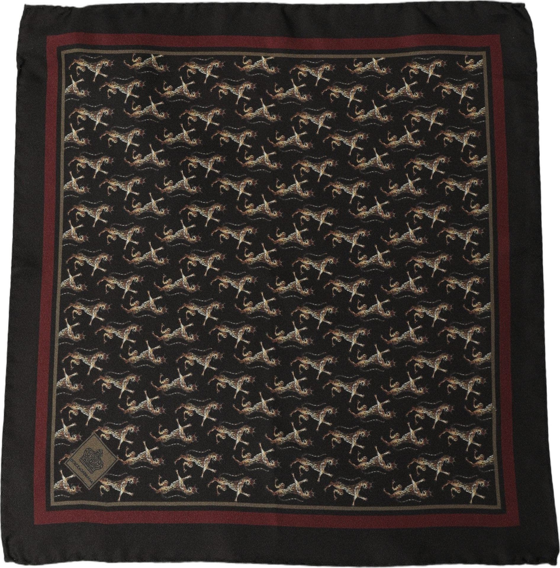 Dolce & Gabbana Black Horse Silk Pocket Square Foulard Scarf - 3