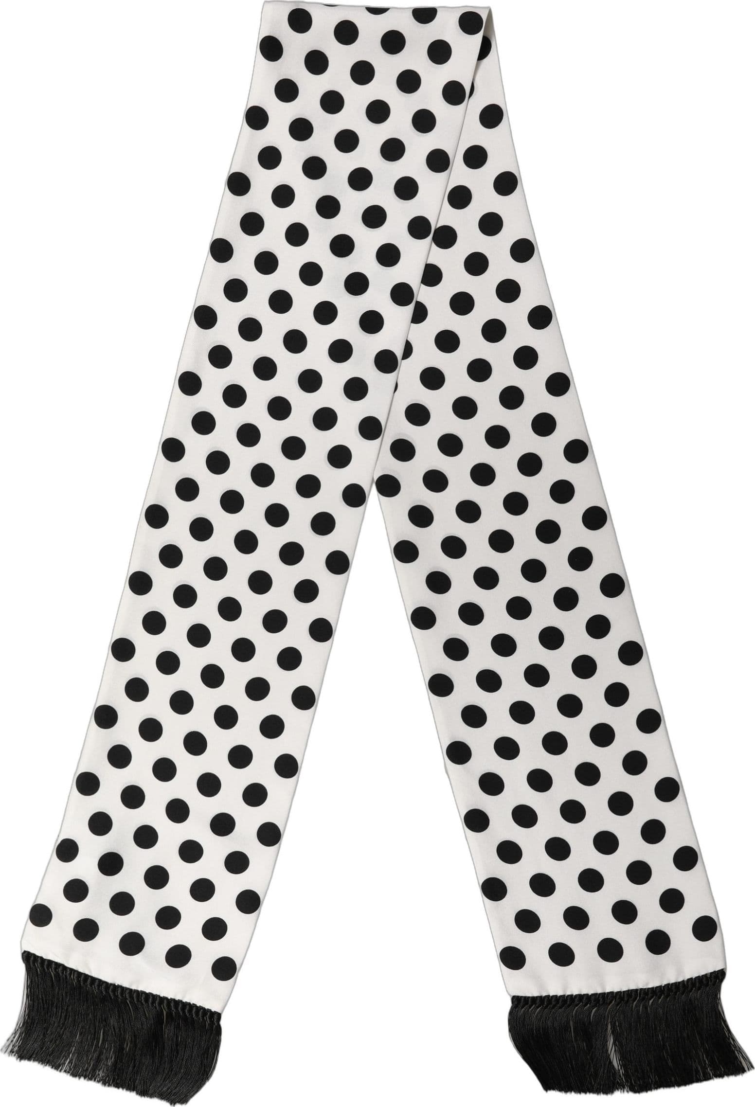 Dolce & Gabbana Black White Polka Dot Fringed Lace Stole Scarf - 3