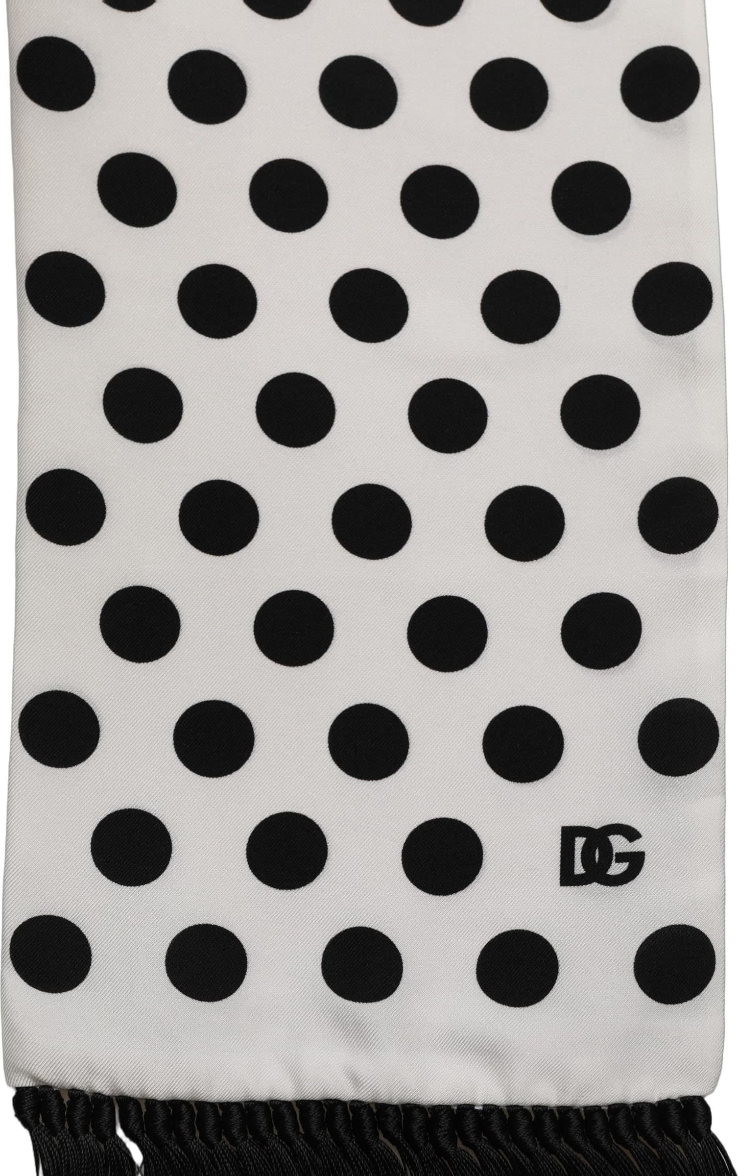 Dolce & Gabbana Black White Polka Dot Fringed Lace Stole Scarf - 4