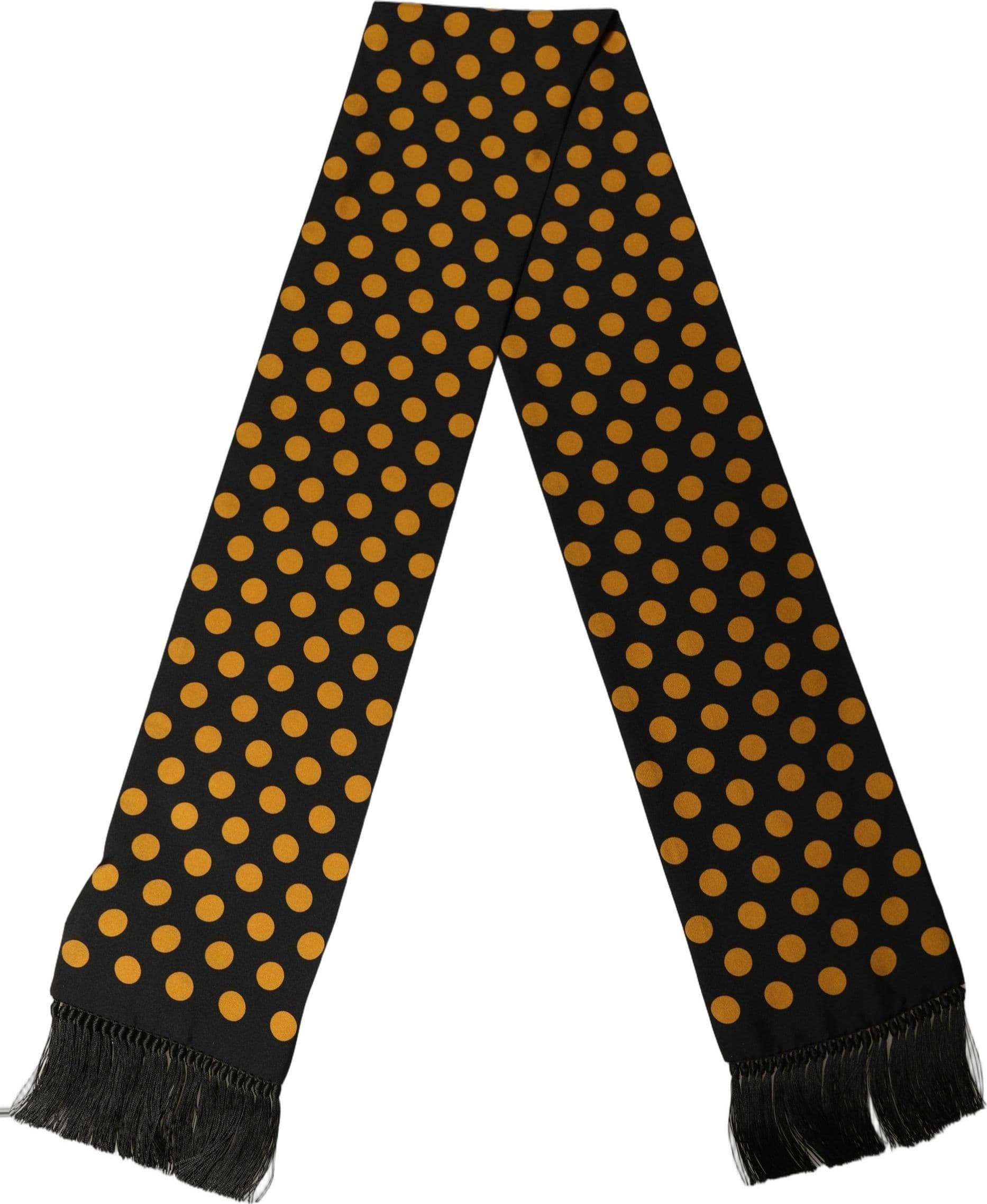 Dolce & Gabbana Men Black Orange Polka Dot Fringed Lace Stole Scarf - 3