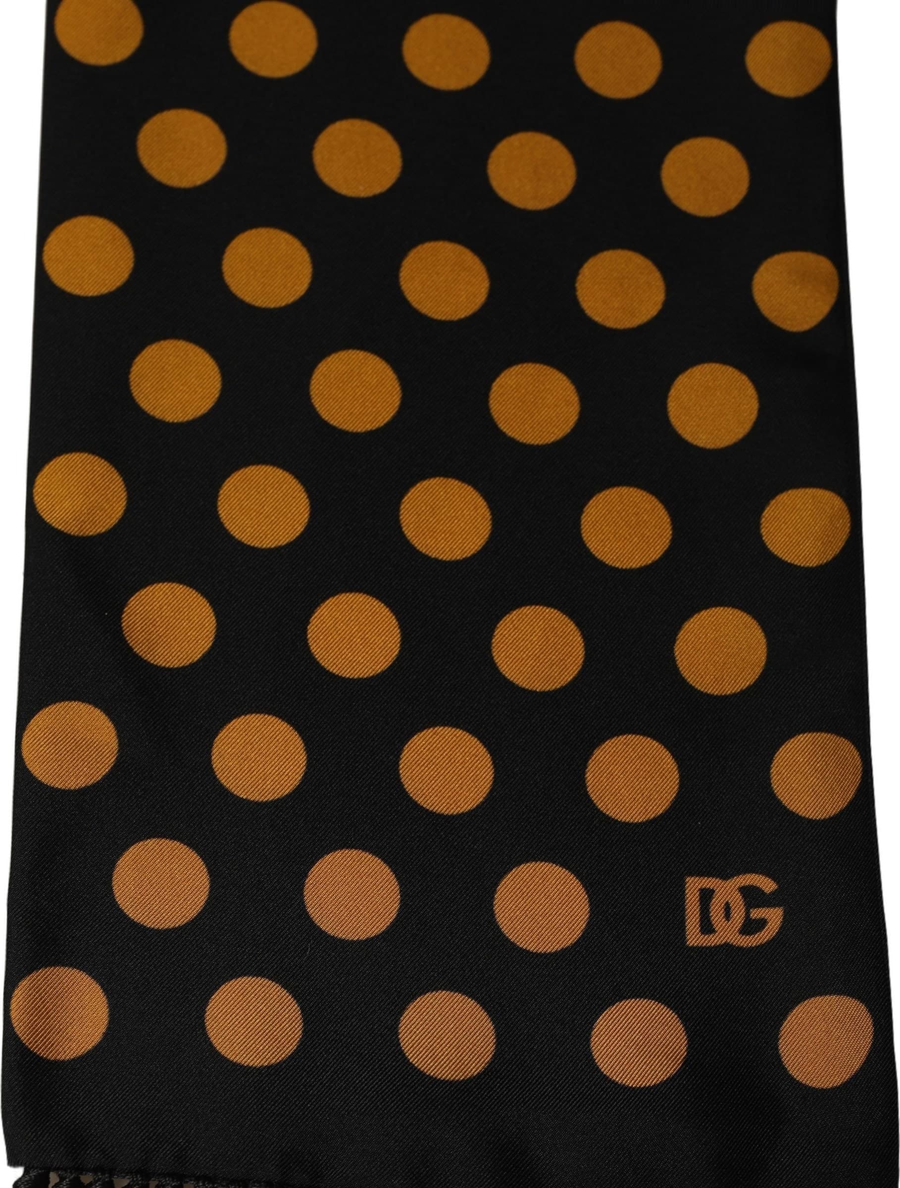 Dolce & Gabbana Men Black Orange Polka Dot Fringed Lace Stole Scarf - 4