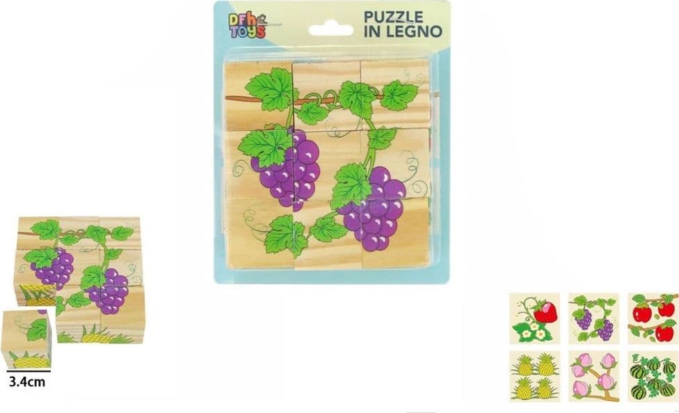 PUZZLE ROMPICAPO CUBI IN LEGNO PER BAMBINI DESIGN FRUTTA GIOCATTOLI EDUCATIVI 31589 - 2