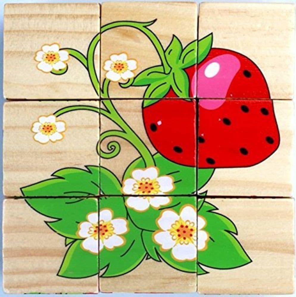 PUZZLE ROMPICAPO CUBI IN LEGNO PER BAMBINI DESIGN FRUTTA GIOCATTOLI EDUCATIVI 31589 - 3