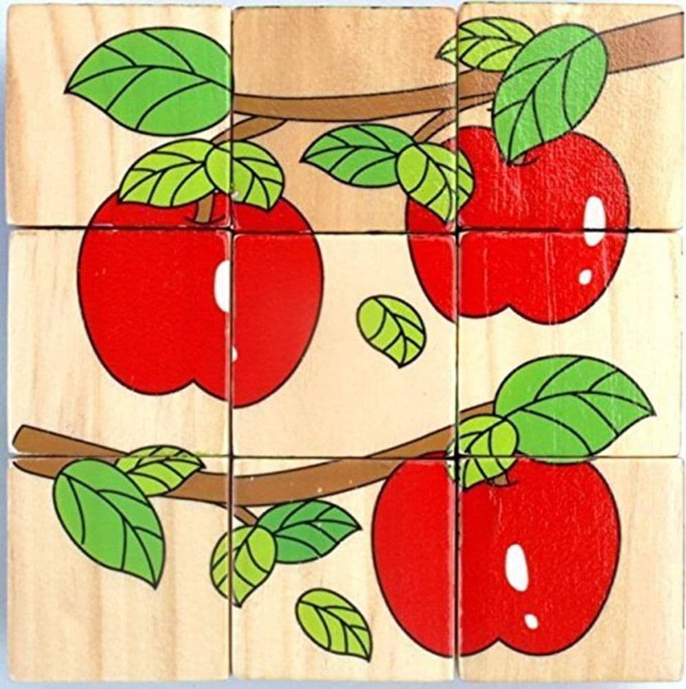 PUZZLE ROMPICAPO CUBI IN LEGNO PER BAMBINI DESIGN FRUTTA GIOCATTOLI EDUCATIVI 31589 - 6