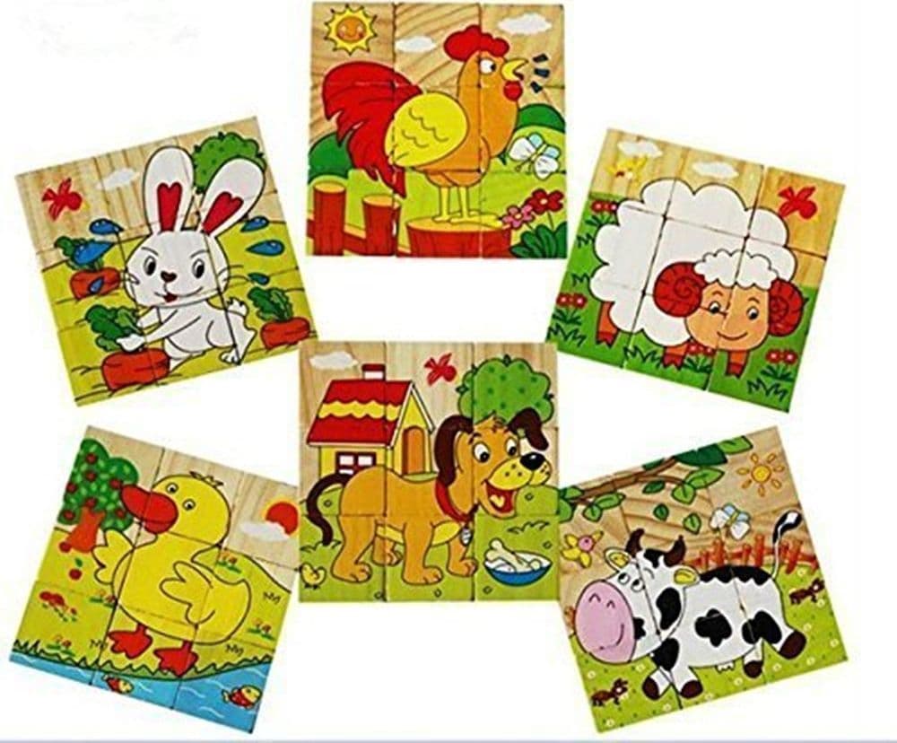 PUZZLE ROMPICAPO CUBI LEGNO PER BAMBINI DESIGN ANIMALI FATTORIA GIOCATTOLI EDUCATIVI 31586 - 3