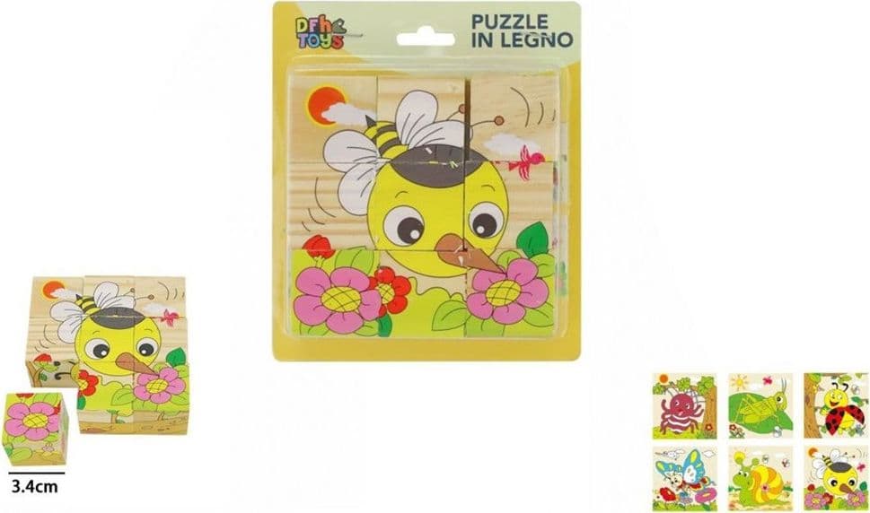 PUZZLE ROMPICAPO CUBI IN LEGNO PER BAMBINI DESIGN INSETTI GIOCATTOLI EDUCATIVI 31585 - 2