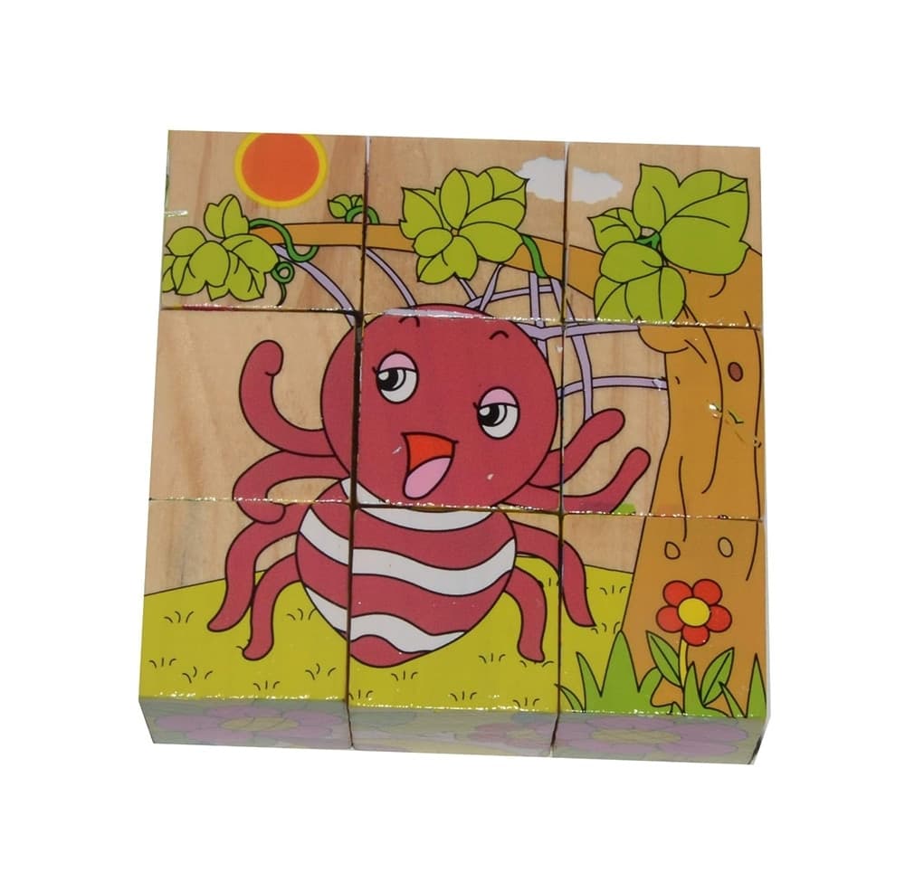 PUZZLE ROMPICAPO CUBI IN LEGNO PER BAMBINI DESIGN INSETTI GIOCATTOLI EDUCATIVI 31585 - 4