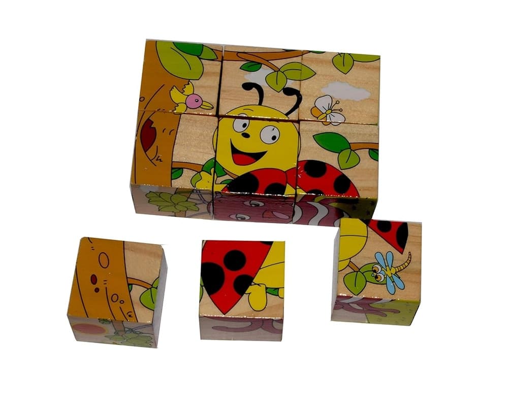 PUZZLE ROMPICAPO CUBI IN LEGNO PER BAMBINI DESIGN INSETTI GIOCATTOLI EDUCATIVI 31585 - 5