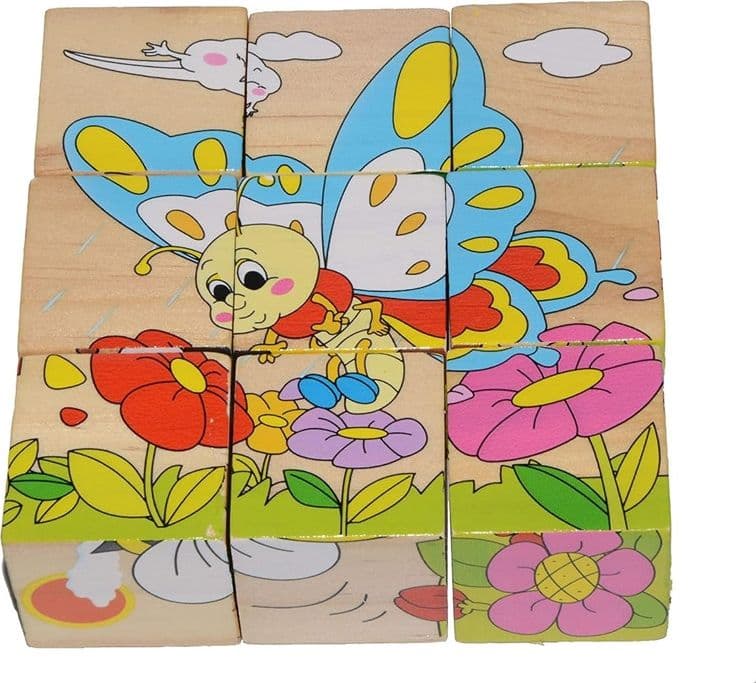 PUZZLE ROMPICAPO CUBI IN LEGNO PER BAMBINI DESIGN INSETTI GIOCATTOLI EDUCATIVI 31585 - 6