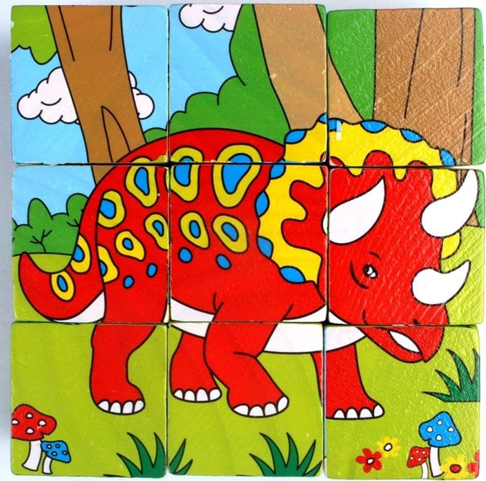 PUZZLE ROMPICAPO CUBI IN LEGNO PER BAMBINI DESIGN DINOSAURI GIOCATTOLI EDUCATIVI 31584 - 3
