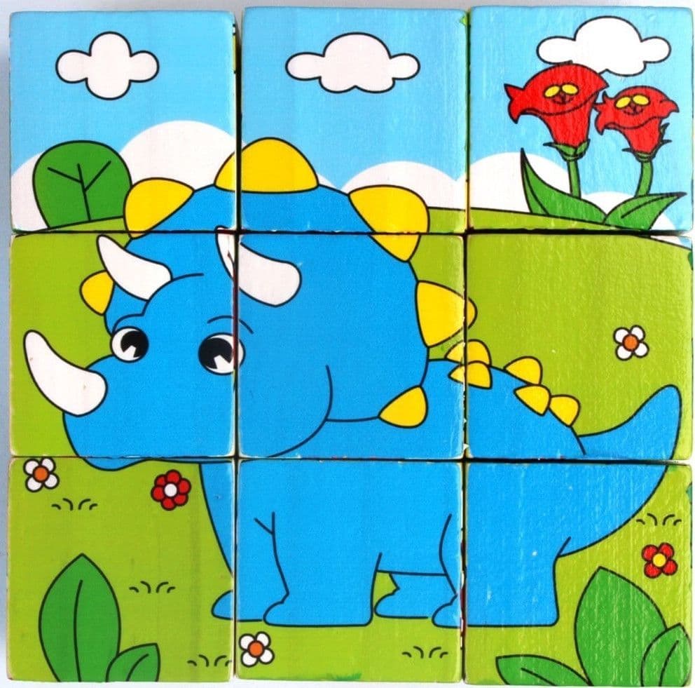PUZZLE ROMPICAPO CUBI IN LEGNO PER BAMBINI DESIGN DINOSAURI GIOCATTOLI EDUCATIVI 31584 - 4