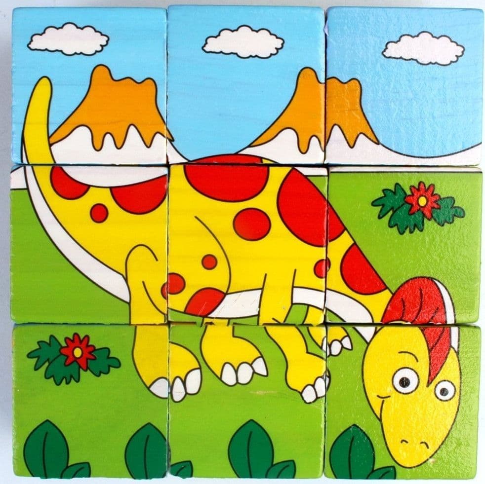PUZZLE ROMPICAPO CUBI IN LEGNO PER BAMBINI DESIGN DINOSAURI GIOCATTOLI EDUCATIVI 31584 - 5
