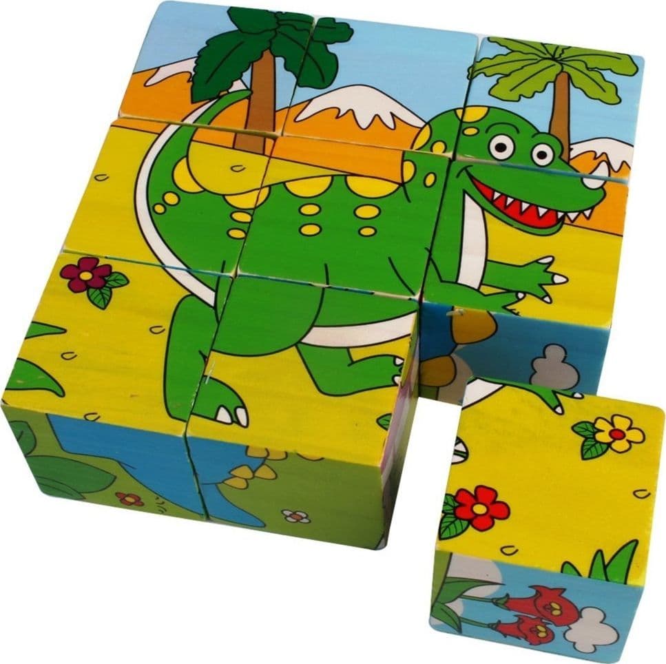 PUZZLE ROMPICAPO CUBI IN LEGNO PER BAMBINI DESIGN DINOSAURI GIOCATTOLI EDUCATIVI 31584 - 7