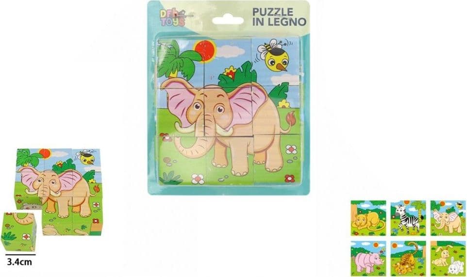 PUZZLE ROMPICAPO CUBI LEGNO BAMBINI DESIGN ANIMALI GIUNGLA SAVANA GIOCHI EDUCATIVI 31583 - 2