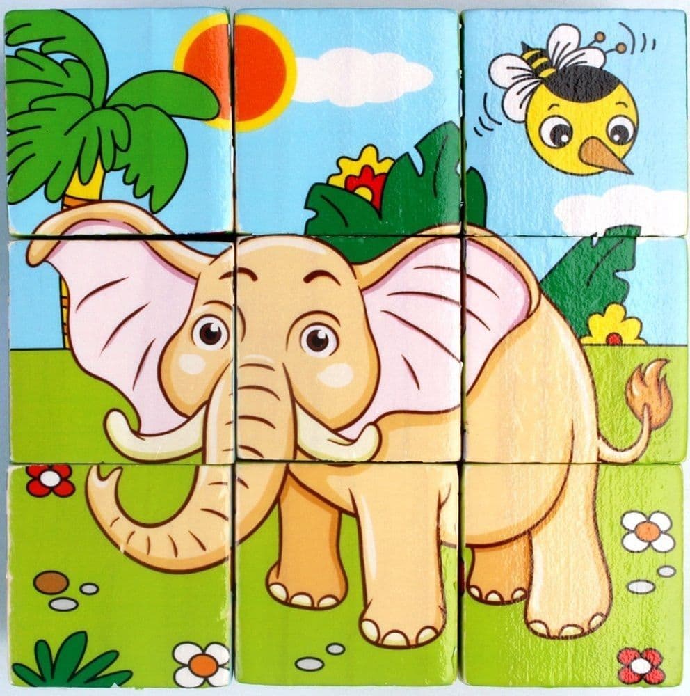 PUZZLE ROMPICAPO CUBI LEGNO BAMBINI DESIGN ANIMALI GIUNGLA SAVANA GIOCHI EDUCATIVI 31583 - 4