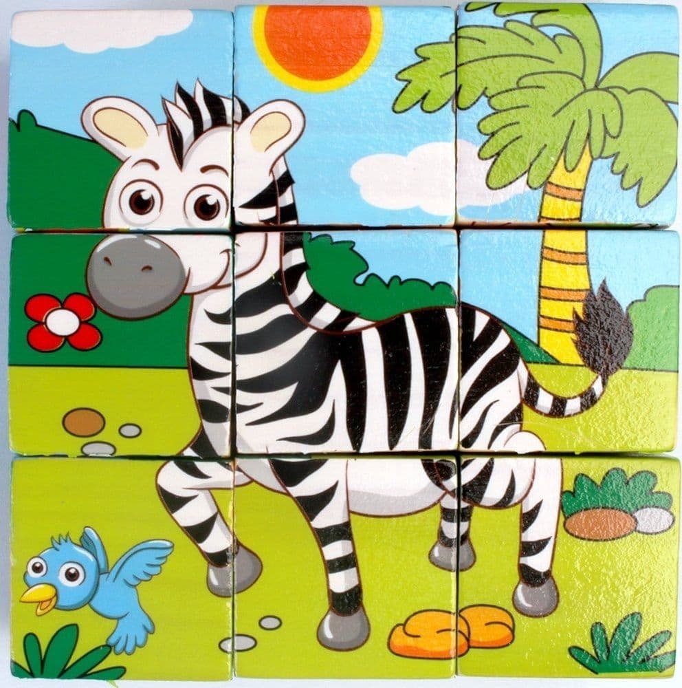 PUZZLE ROMPICAPO CUBI LEGNO BAMBINI DESIGN ANIMALI GIUNGLA SAVANA GIOCHI EDUCATIVI 31583 - 5