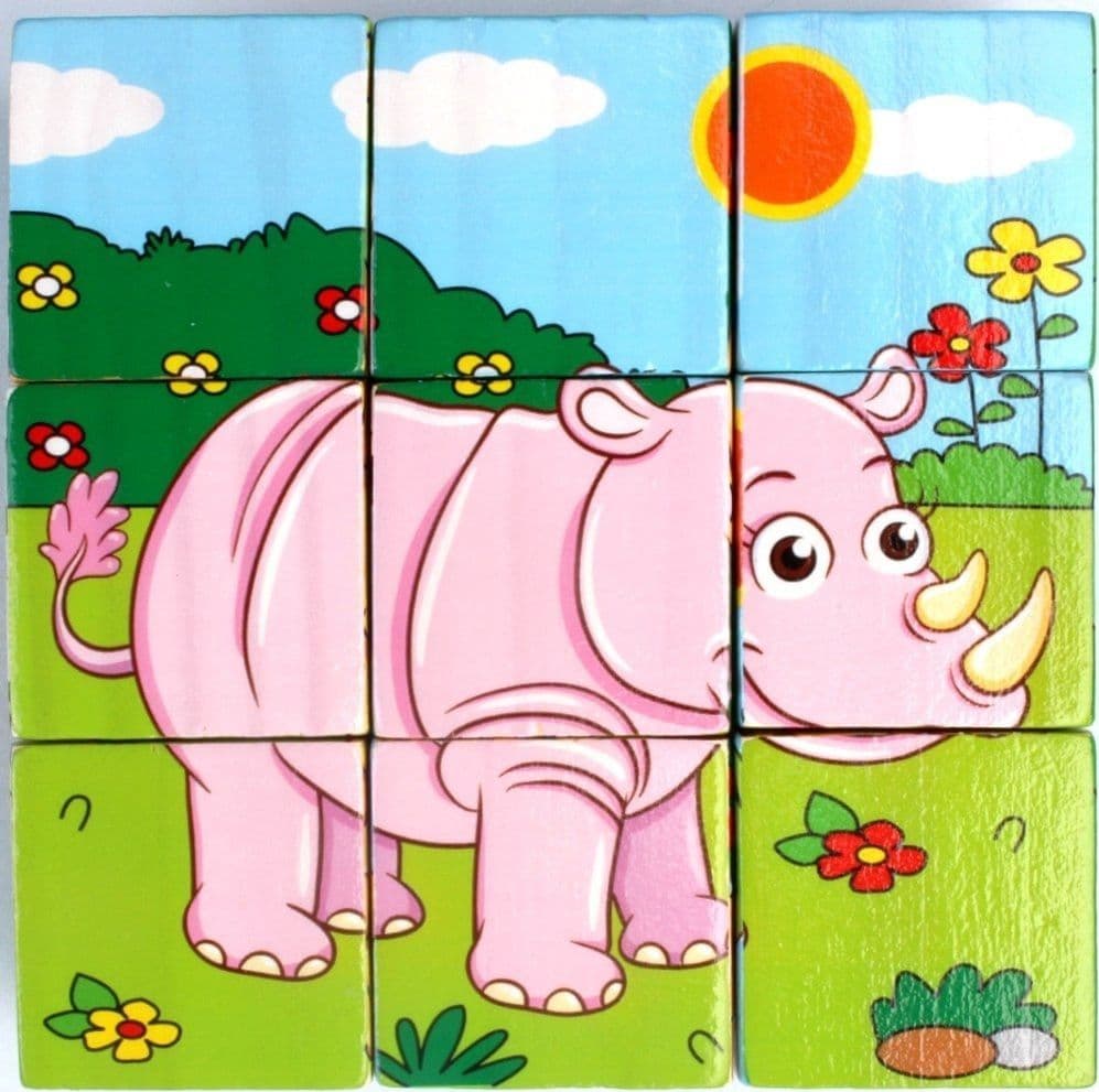 PUZZLE ROMPICAPO CUBI LEGNO BAMBINI DESIGN ANIMALI GIUNGLA SAVANA GIOCHI EDUCATIVI 31583 - 6