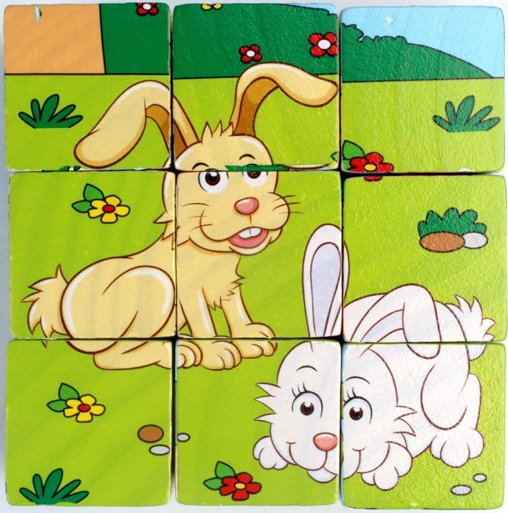 PUZZLE ROMPICAPO CUBI LEGNO BAMBINI DESIGN ANIMALI GIUNGLA SAVANA GIOCHI EDUCATIVI 31583 - 8