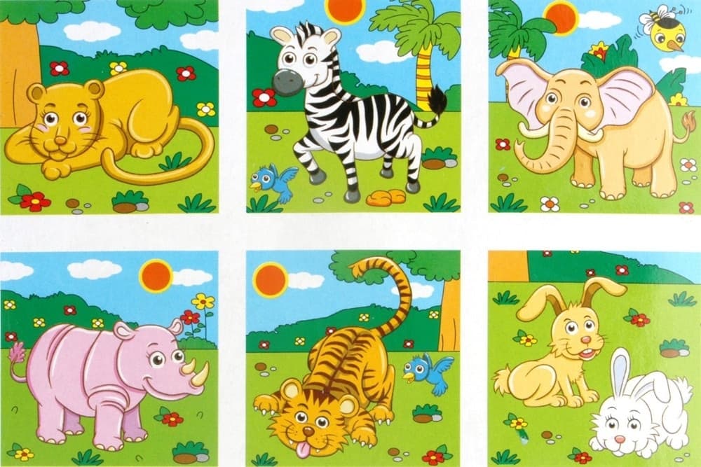 PUZZLE ROMPICAPO CUBI LEGNO BAMBINI DESIGN ANIMALI GIUNGLA SAVANA GIOCHI EDUCATIVI 31583 - 9