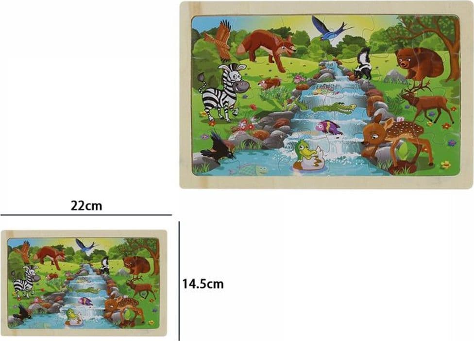 SET 2PZ PUZZLE EDUCATIVO LEGNO TEMA ANIMALI SELVATICI GIOCO REGALO INFANZIA BAMBINI 07304 - 2