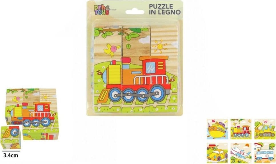 PUZZLE ROMPICAPO CUBI IN LEGNO PER BAMBINI DESIGN VEICOLI GIOCATTOLI EDUCATIVI 31588 - 2