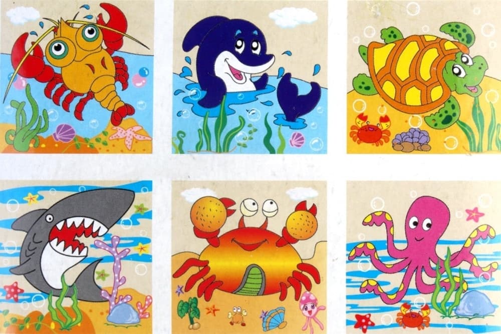 PUZZLE ROMPICAPO CUBI LEGNO PER BAMBINI DESIGN ANIMALI MARINI GIOCATTOLI EDUCATIVI 31587 - 3