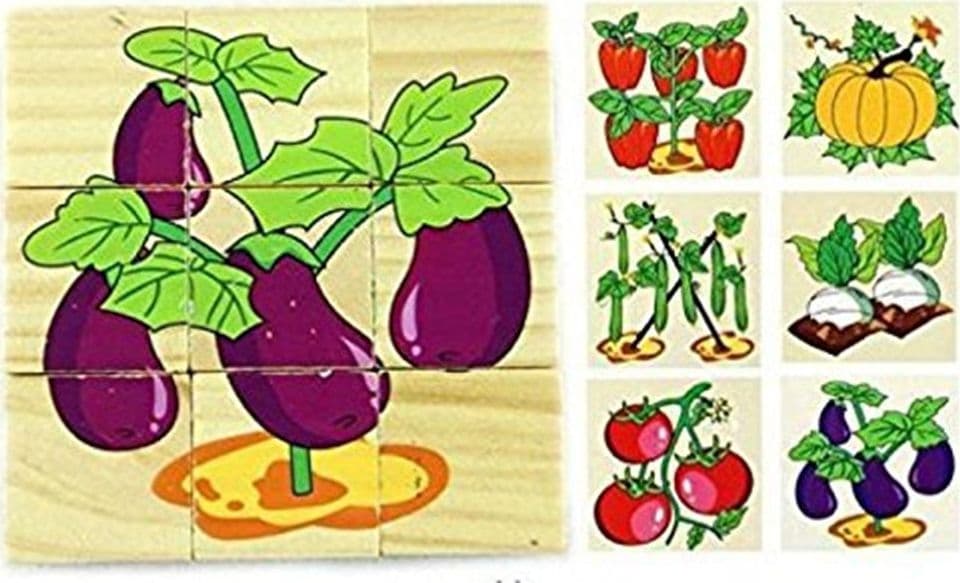 PUZZLE ROMPICAPO CUBI IN LEGNO PER BAMBINI DESIGN VERDURE GIOCATTOLI EDUCATIVI 31590 - 3