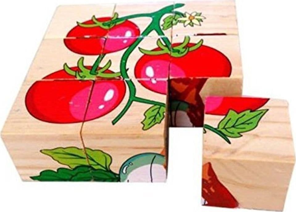 PUZZLE ROMPICAPO CUBI IN LEGNO PER BAMBINI DESIGN VERDURE GIOCATTOLI EDUCATIVI 31590 - 4