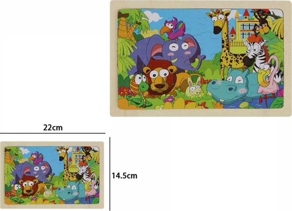 SET 2PZ PUZZLE EDUCATIVO IN LEGNO TEMA ANIMALI GIUNGLA GIOCO REGALO INFANZIA BAMBINI 07305 - 2