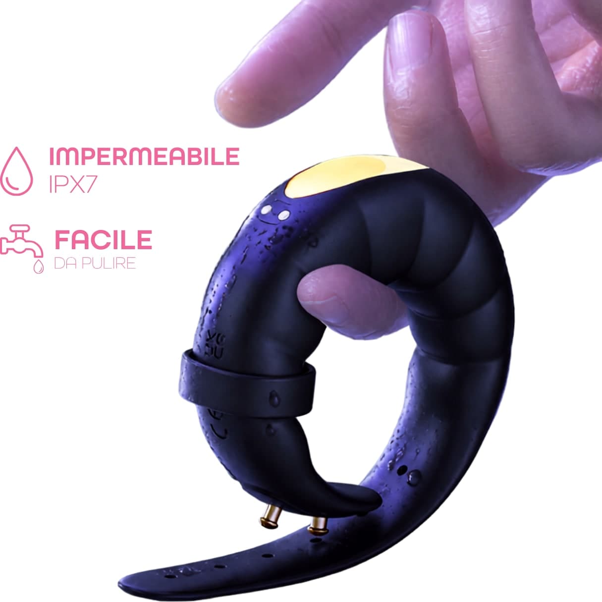 Anello Fallico per Pene Uomo Vibrante con App 9 Vibrazioni Cinturino Regolabile - 7