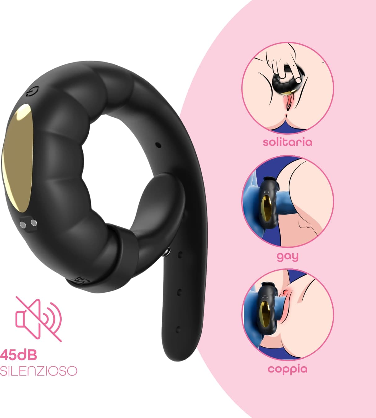 Anello Fallico per Pene Uomo Vibrante con App 9 Vibrazioni Cinturino Regolabile - 8