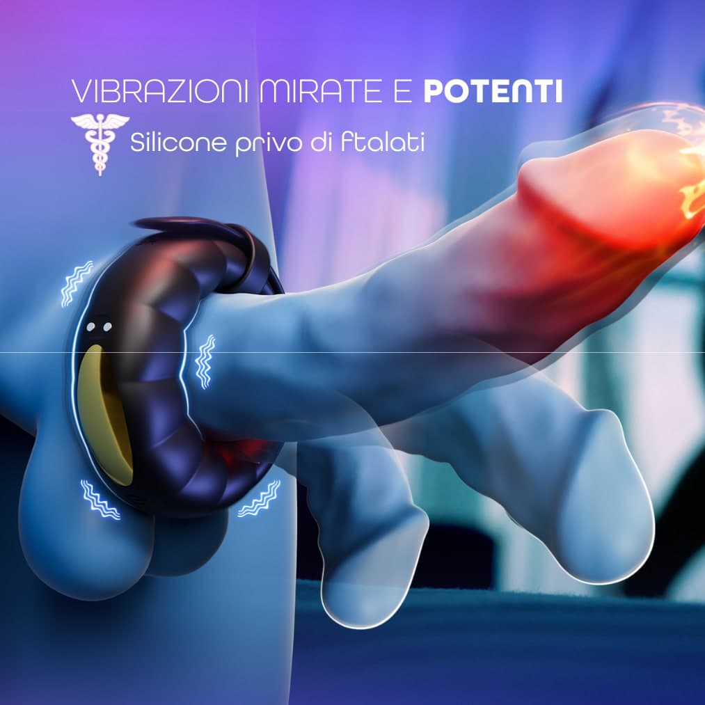 Anello Fallico per Pene Uomo Vibrante con App 9 Vibrazioni Cinturino Regolabile - 9