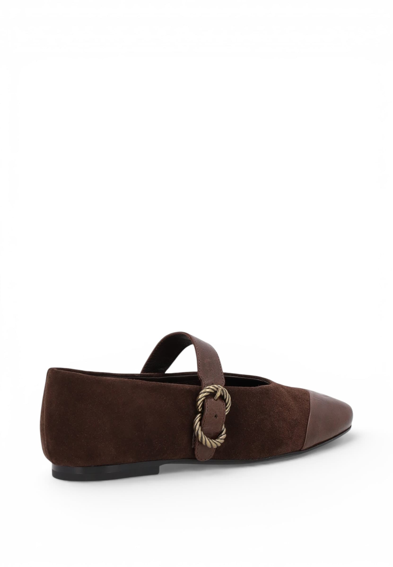 Frau ballerina con cinturino in camoscio marrone A69N5 - 2