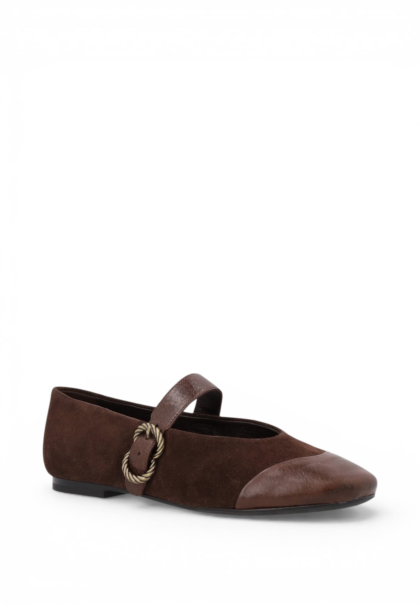 Frau ballerina con cinturino in camoscio marrone A69N5 - 3