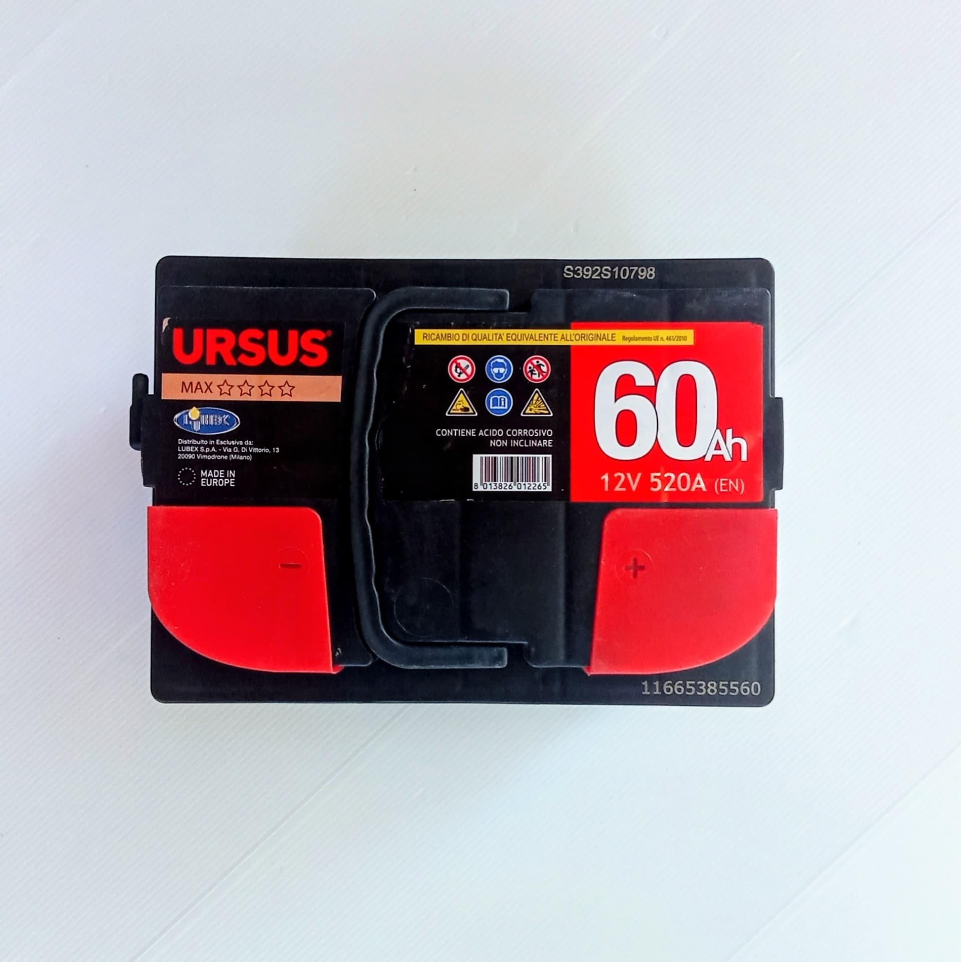 Ursus batteria auto da 60Ah DX, 12V, spunto 520A, L 242 X P 175 X H 190mm - 2
