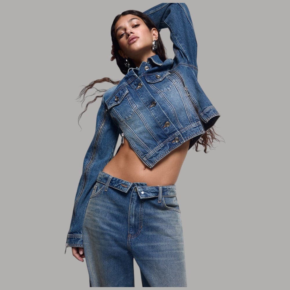 Giubbotto jeans Liu Jo x Elodie con zip metalliche e vestibilità regular fit – Blu