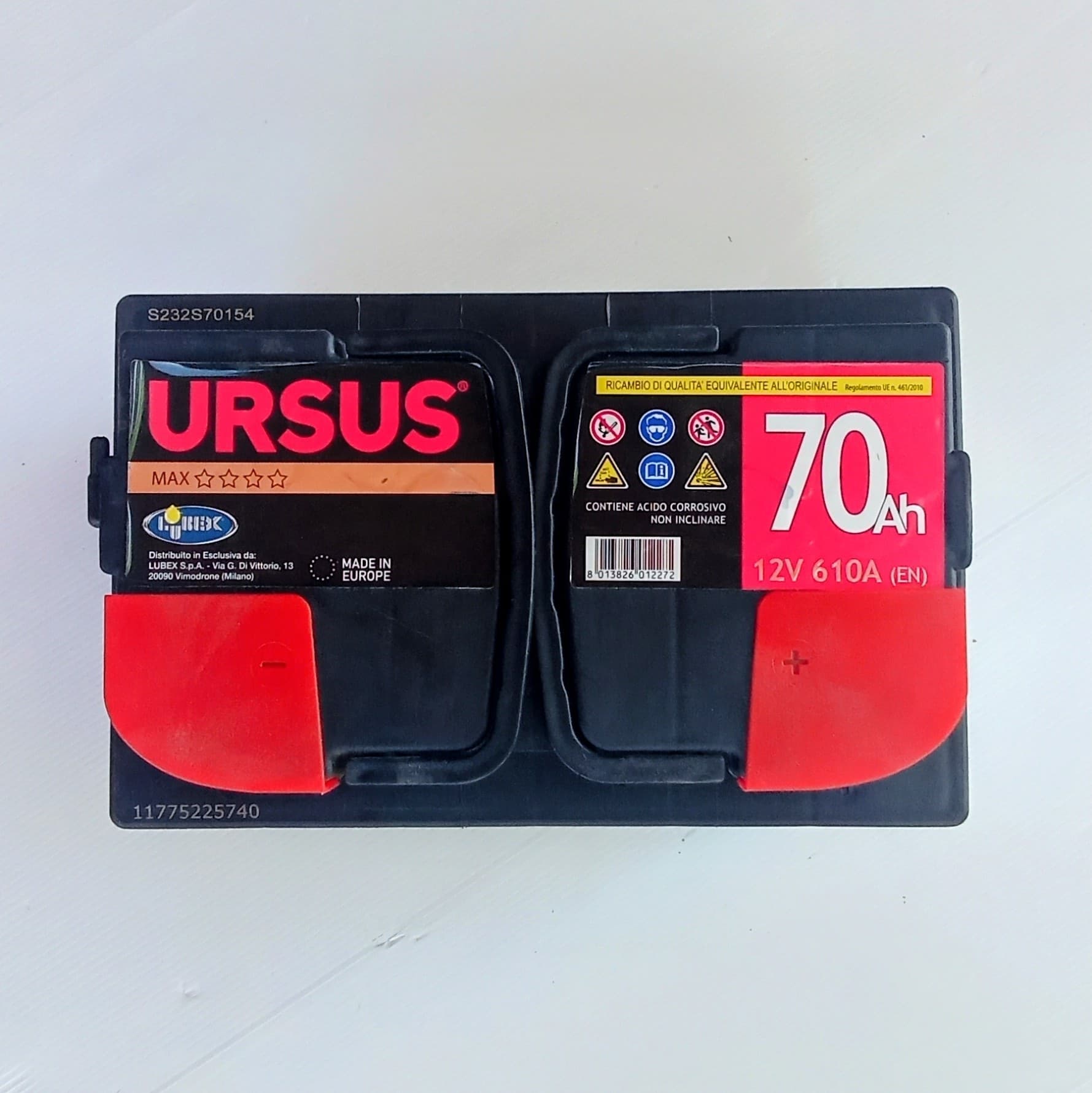 Ursus batteria auto da 70Ah DX, 12V, spunto 610A, L 275 X P 175 X H 190mm - 2