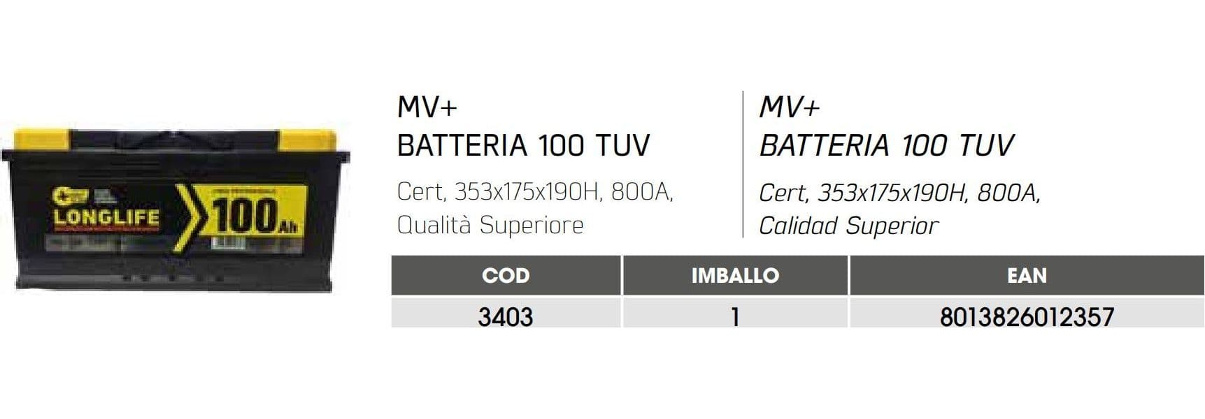 Longlife batteria da 100Ah DX MV+, 12V, spunto 810A, L 353 X P 175 X H 190mm - 4