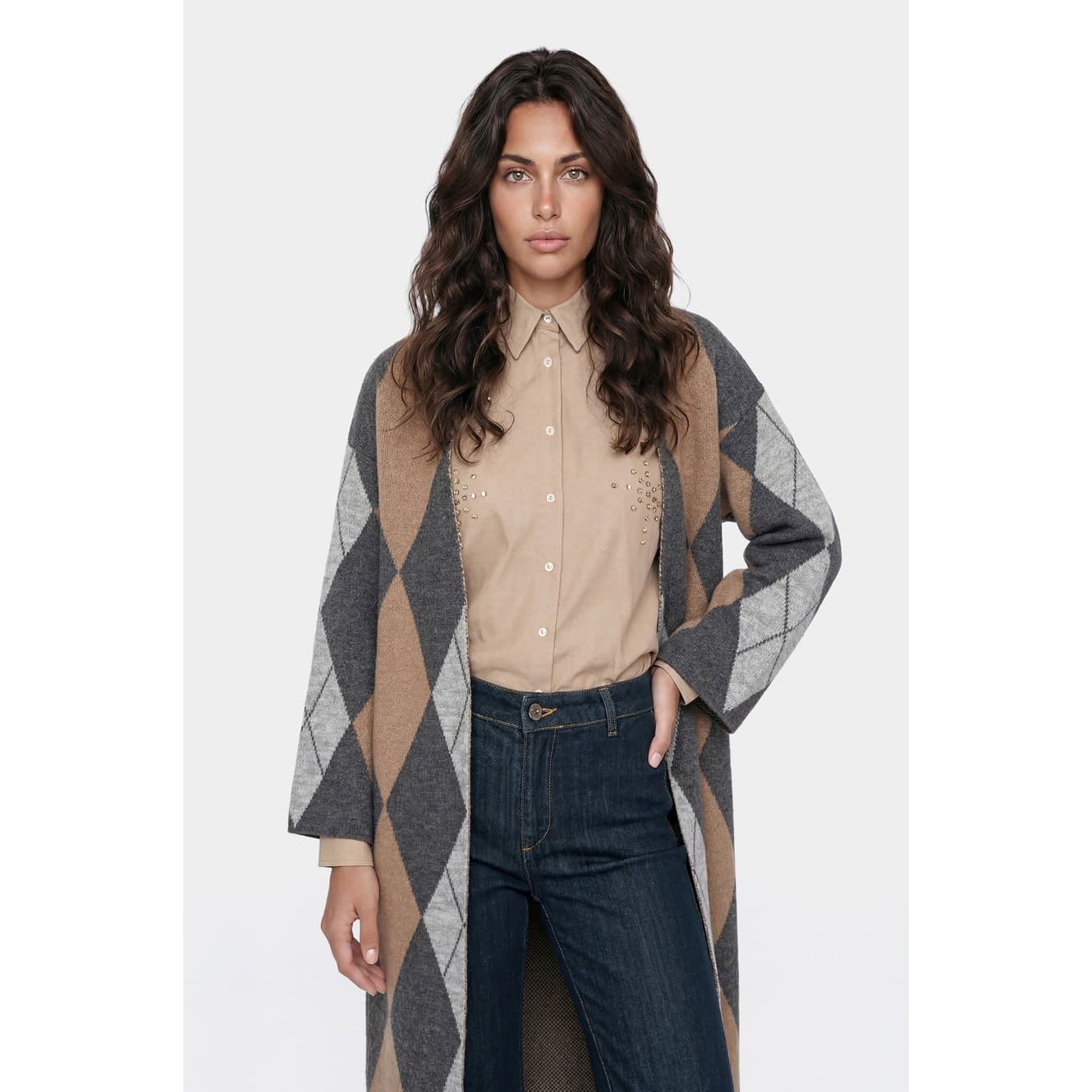 CAPPOTTO A ROMBI IN MAGLIA - 3