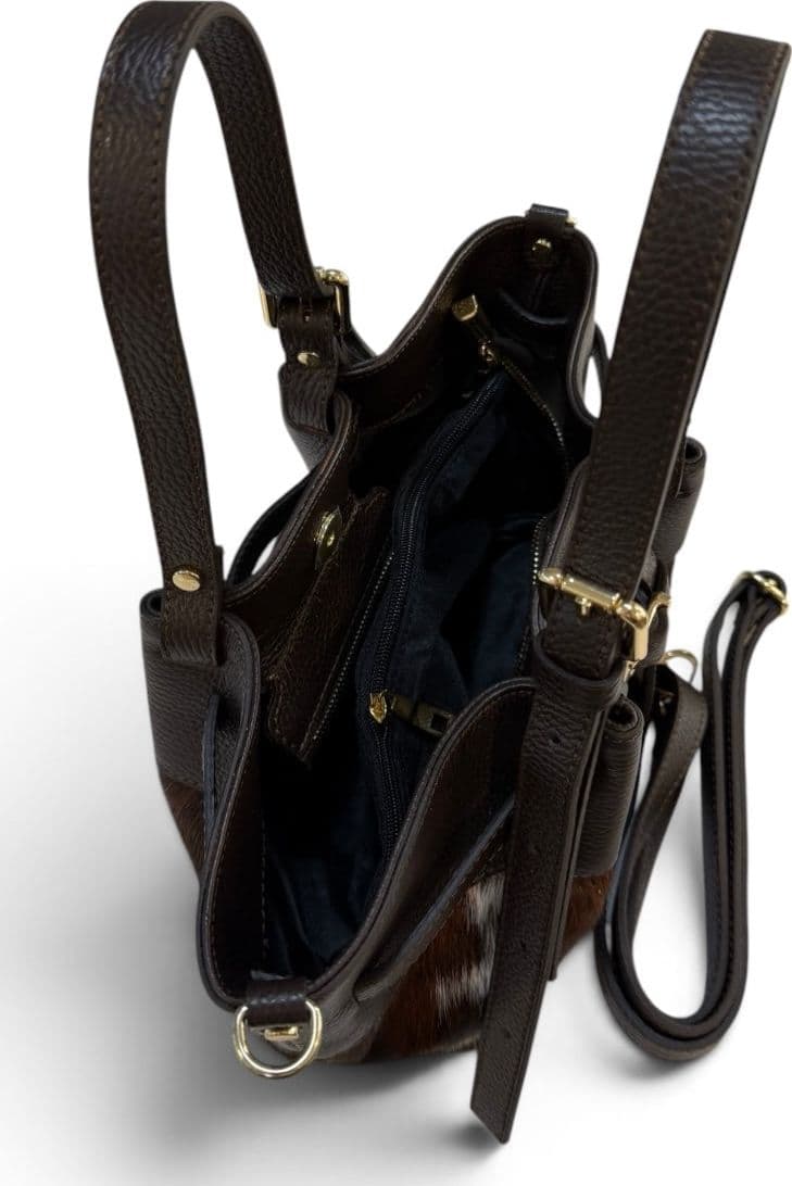 Modarno Borsetta Shopper doppio manico in vera pelle e cavallino lussuoso 33x10x18 cm - 4