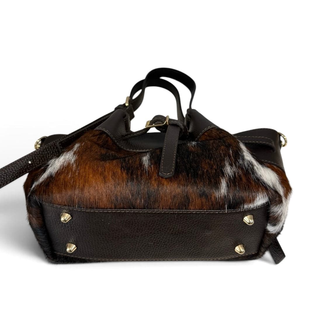 Modarno Borsetta Shopper doppio manico in vera pelle e cavallino lussuoso 33x10x18 cm - 5