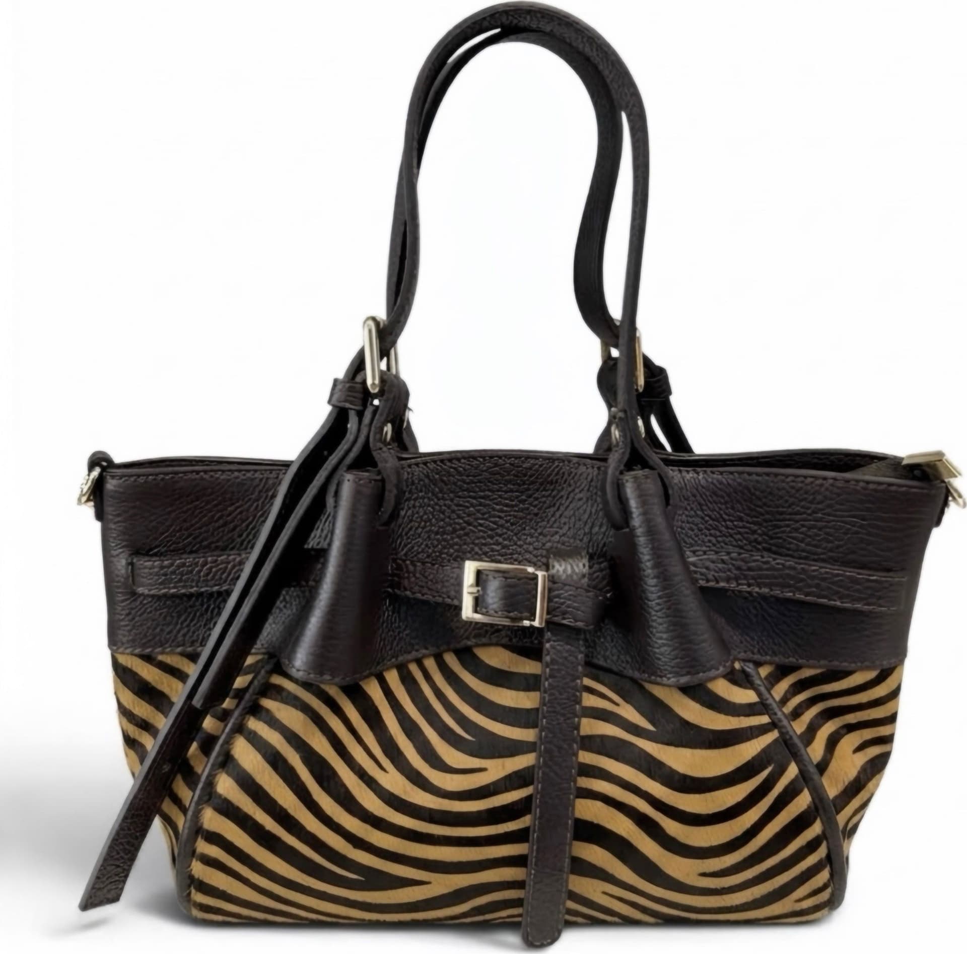 Modarno Borsetta Shopper doppio manico in vera pelle e cavallino lussuoso 33x10x18 cm - 8