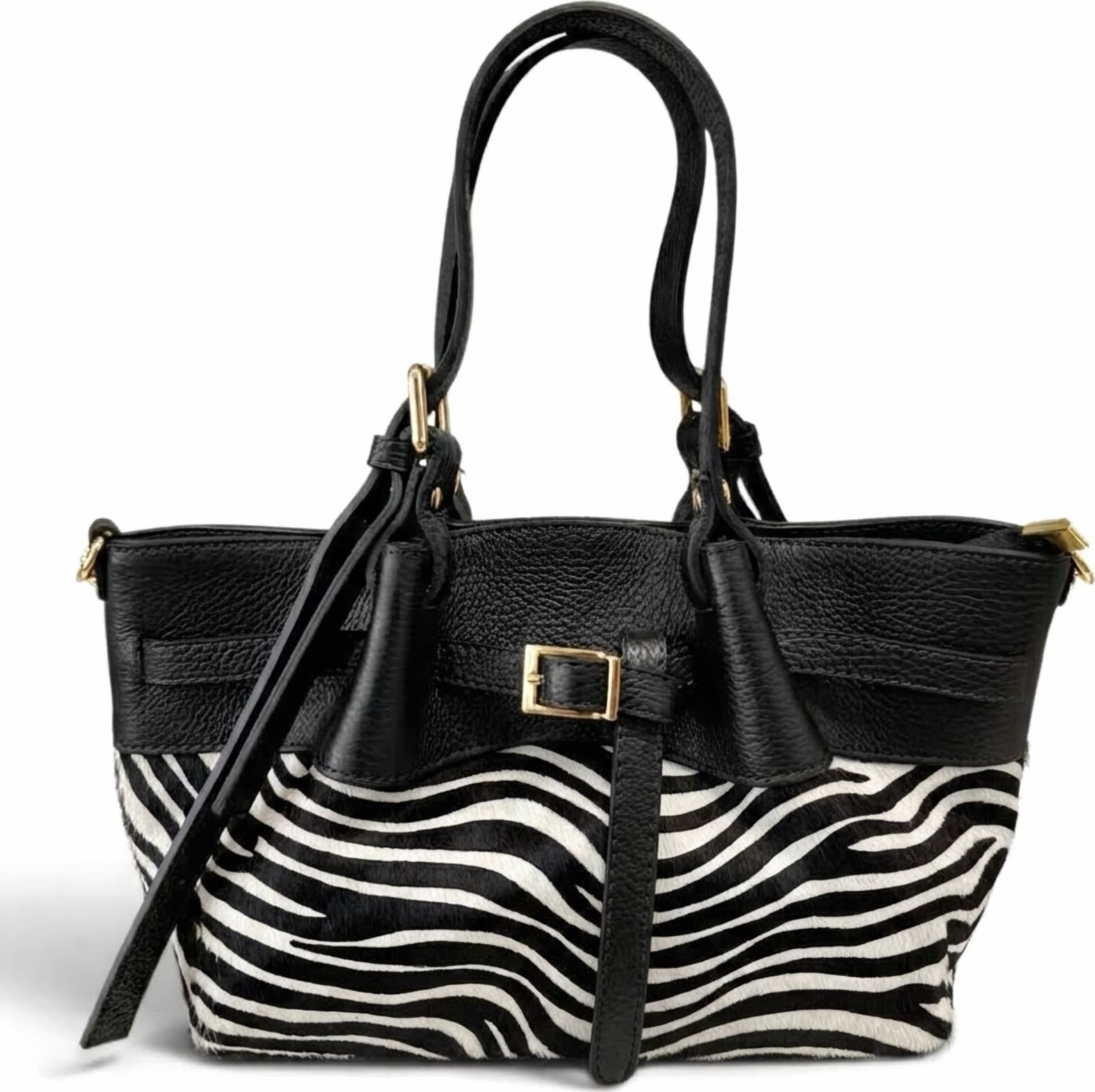 Modarno Borsetta Shopper doppio manico in vera pelle e cavallino lussuoso 33x10x18 cm - 9