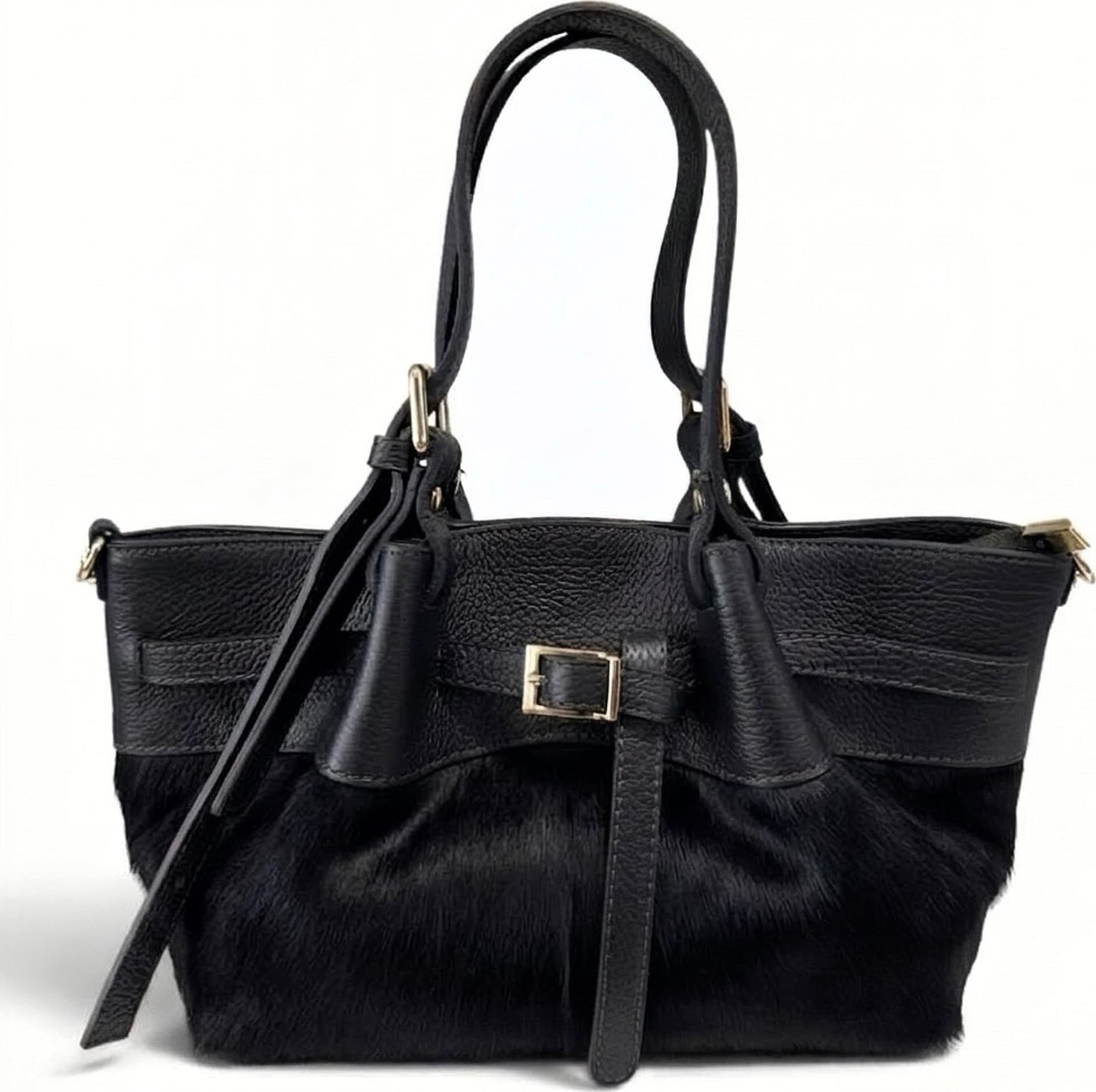 Modarno Borsetta Shopper doppio manico in vera pelle e cavallino lussuoso 33x10x18 cm - 10
